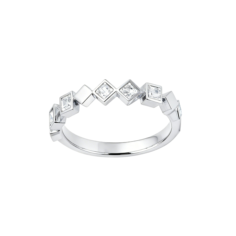 10K White Gold Princess Cut Stackable Ring-17