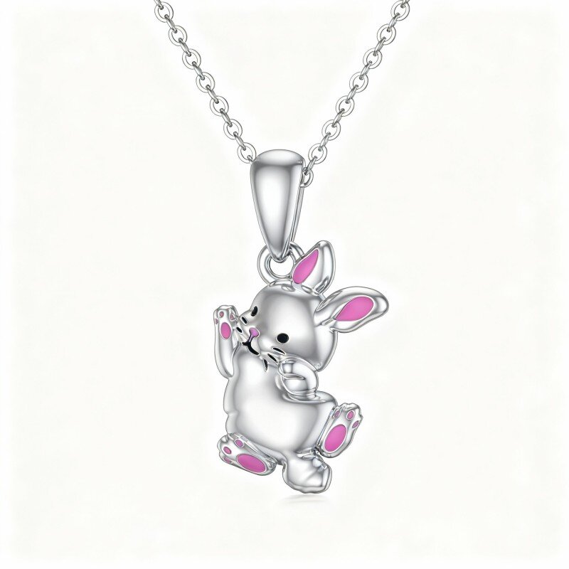 10K White Gold Rabbit Pendant Necklace-13