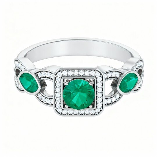 Anillo de compromiso de oro blanco de 10 quilates con corte radiante