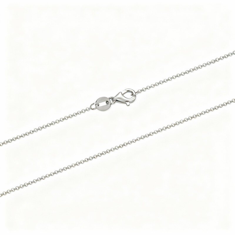 Colar com corrente rolo em ouro branco 10K-1