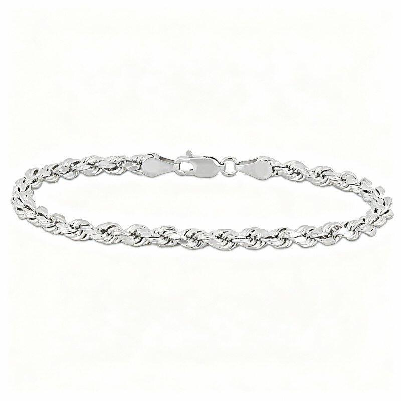 10K White Gold Rope Chain Bracelet for Men-1
