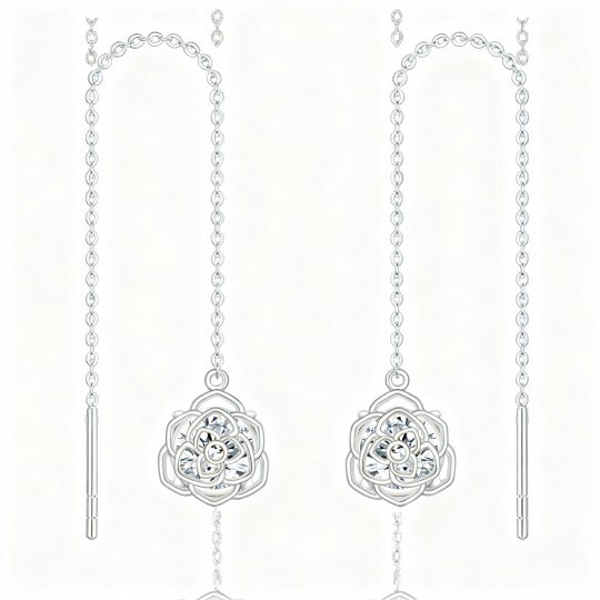 Rosenohrringe aus 10-karätigem Weißgold mit Zirkonia