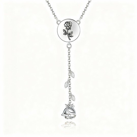 10K White Gold Rose Non-adjustable Y-Necklace