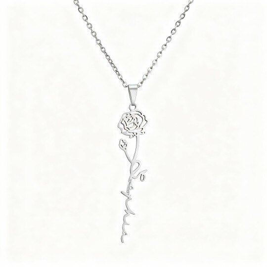 Collar con colgante de rosa de oro blanco de 10 quilates