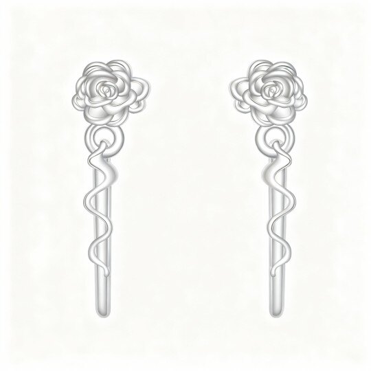 Orecchini a bottone in oro bianco 10K con rosa