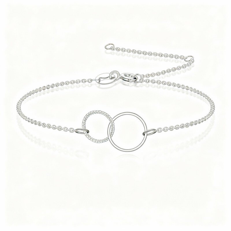 10K witgouden ronde bedelarmband-9