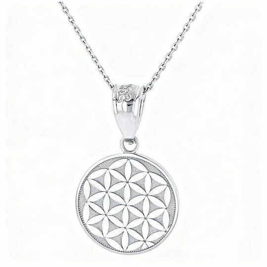 10K White Gold Round Coin Necklace