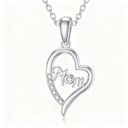 Halskette mit rundem Kristallanhänger aus 10-karätigem Weißgold