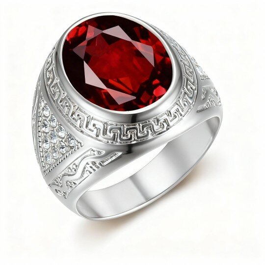 10K White Gold Round Cut Custom Ring for Men