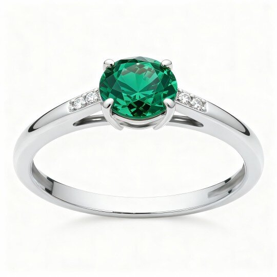 Pierścionek zaręczynowy z białego złota próby 10K o szlifie okrągłym