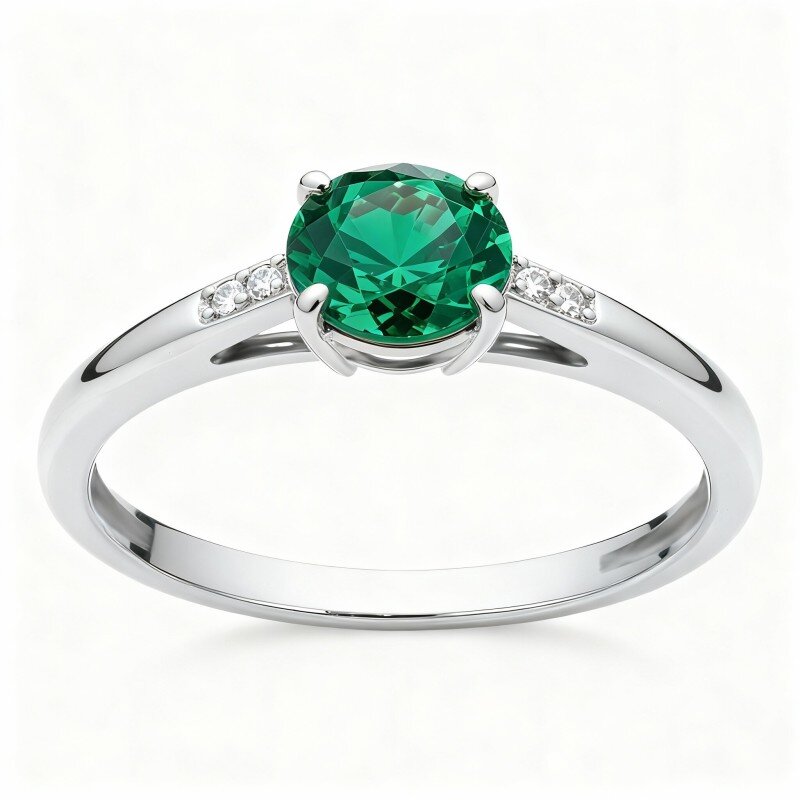 Pierścionek zaręczynowy z białego złota próby 10K o szlifie okrągłym-1