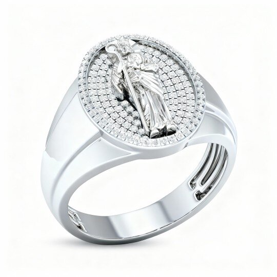 10K White Gold 0.38 CT Round Cut Lab Created Diamond Custom Ring D Color VVS Clarity 3EX