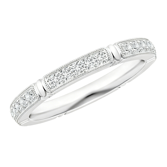 Anillo apilable personalizado de oro blanco de 10 quilates con diamantes de laboratorio de talla redonda