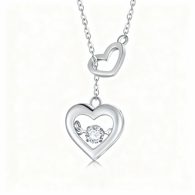 9K witgouden ronde geslepen moissaniet hartvormige hanger ketting-19