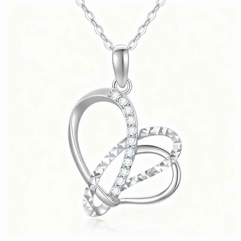 9K witgouden ronde geslepen moissaniet hartvormige hanger ketting-18