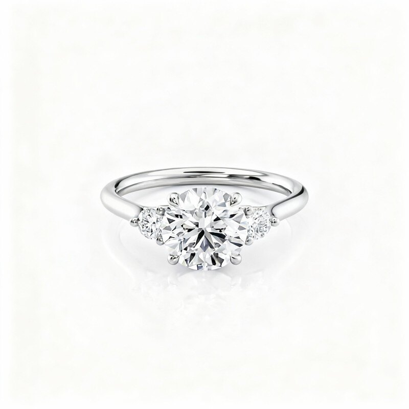 Ring aus 10-karätigem Weißgold mit rundem Moissanit-20