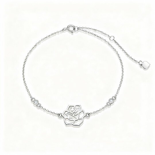 Pulseira com pendente de moissanita rosa lapidada em ouro branco 10K