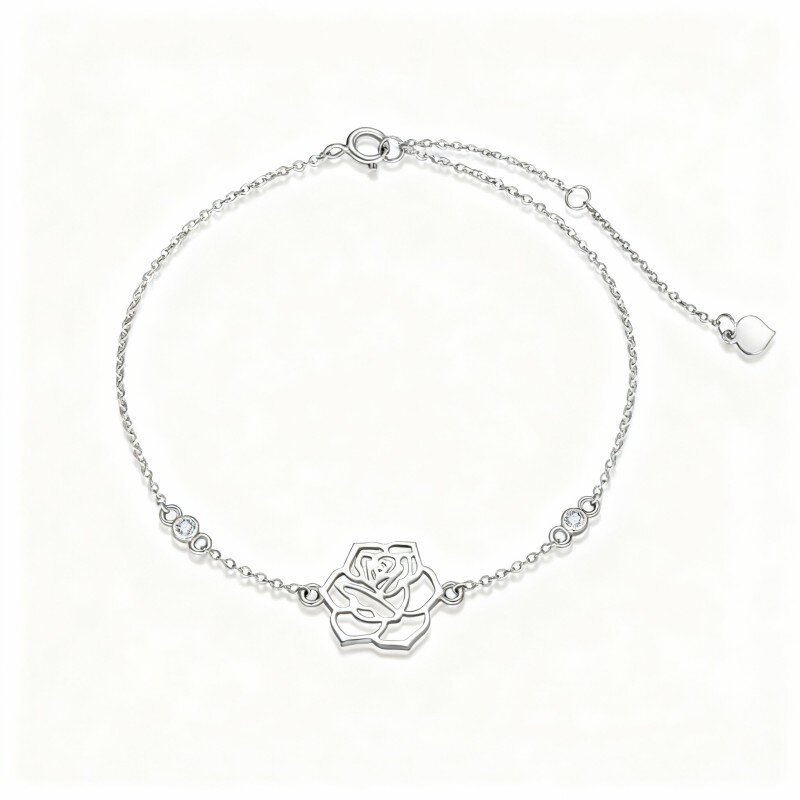 Pulseira com pendente de moissanita rosa lapidada em ouro branco 10K-7