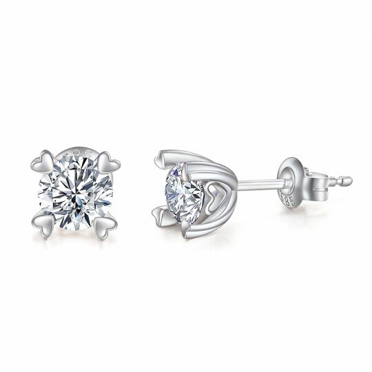 10K White Gold Round Cut Moissanite Stud Earrings