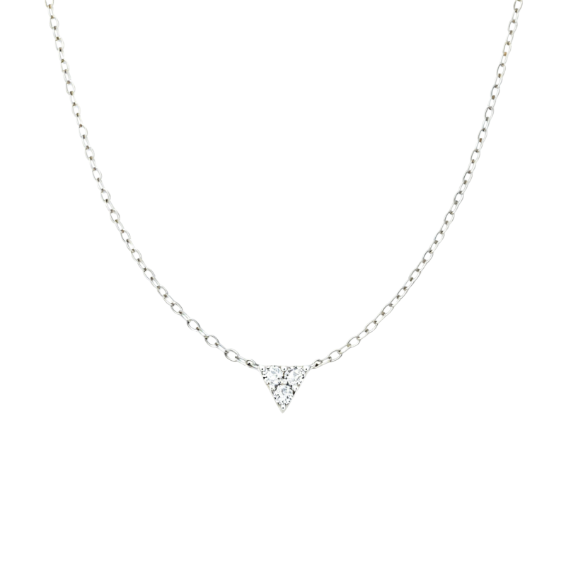 Collier pendentif triangle en or blanc 14 carats avec moissanite taille ronde-1