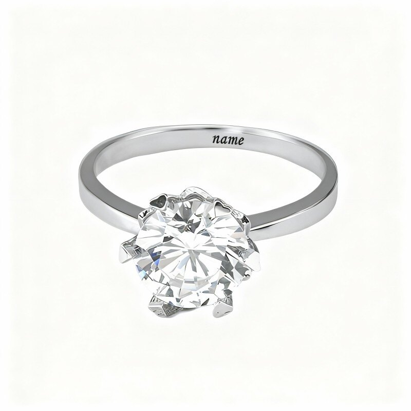 10K White Gold Round Cut Moissanite Wedding Ring-12