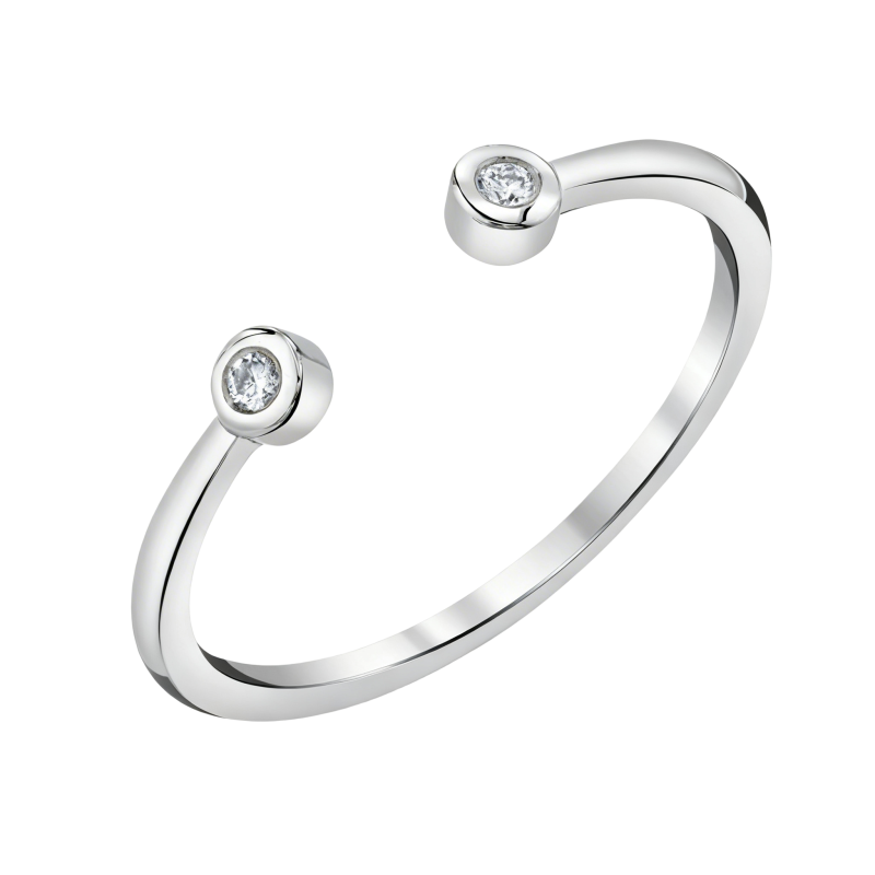 Anillo abierto de oro blanco de 10 quilates con corte redondo.-1