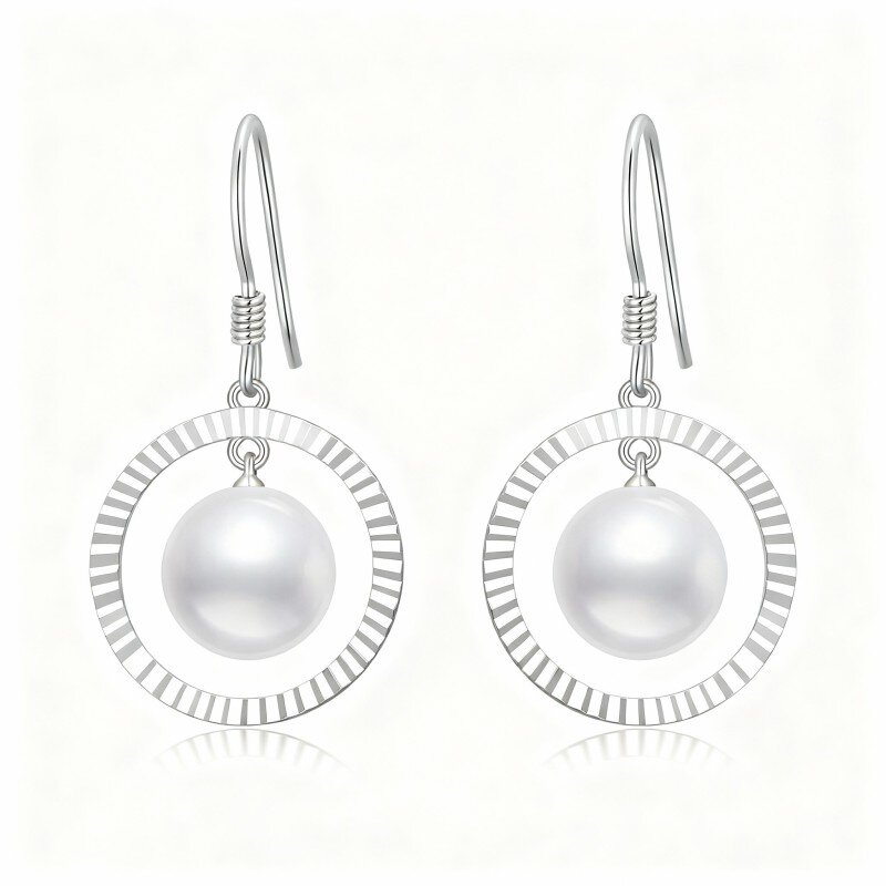 Kolczyki z okrągłymi perłami w szlifie okrągłym z białego złota 10K-6