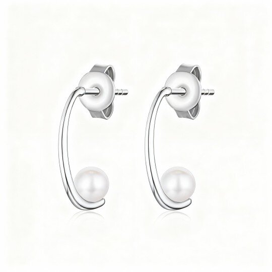 10K witgouden ronde parel oorbellen