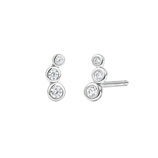 10K White Gold Round Cut Cubic Zirconia Personalized Birthstone Stud Earrings