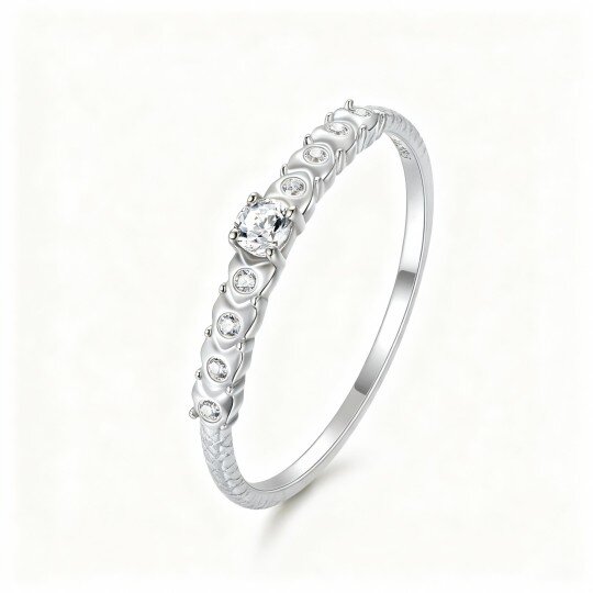 10K White Gold Round Cut Cubic Zirconia Ring