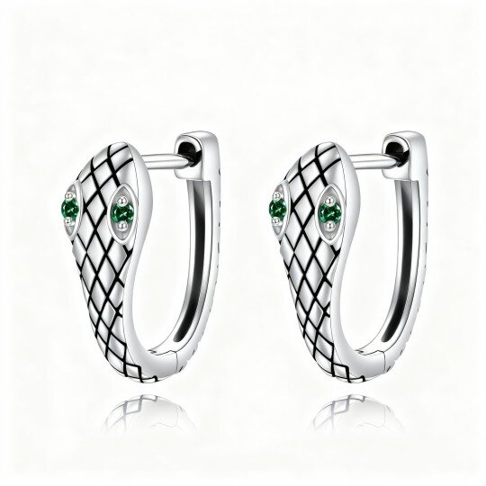 10K White Gold Round Cut Cubic Zirconia Snake Stud Earrings