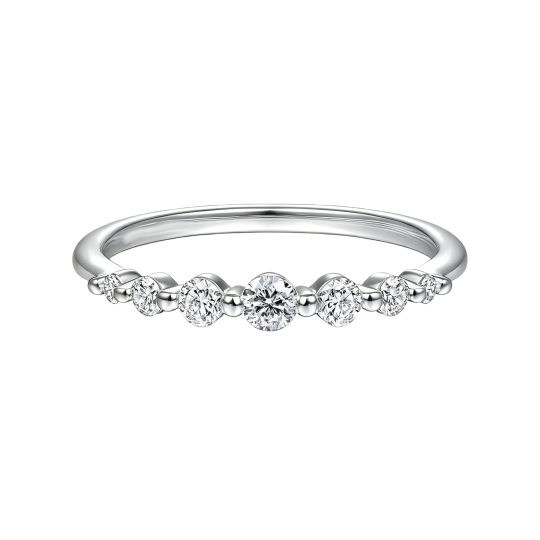 Anillo apilable de oro blanco de 10 quilates con corte redondo