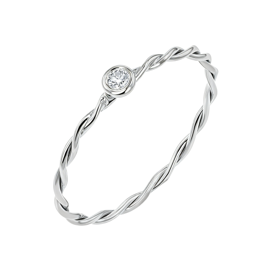 Anillo apilable de oro blanco de 10 quilates con corte redondo