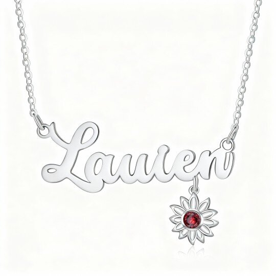 Colar com pendente girassol em ouro branco de 10 quilates com zircónia cúbica de corte redondo