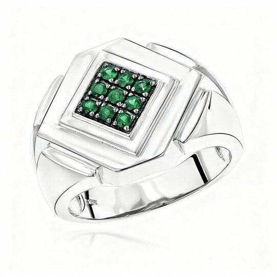 Aliança de casamento para homem em ouro branco 10K com corte redondo.