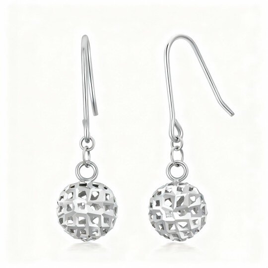 10K White Gold Round Drop Earrings