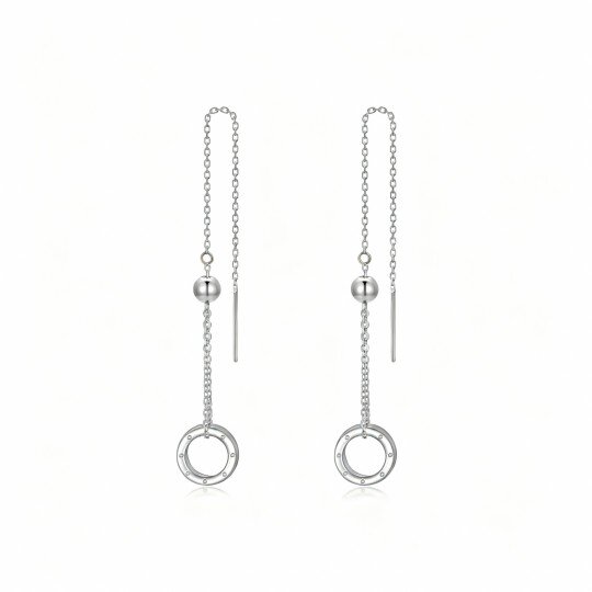 10K White Gold Round Drop Earrings