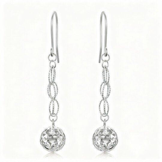 10K White Gold Round Drop Earrings