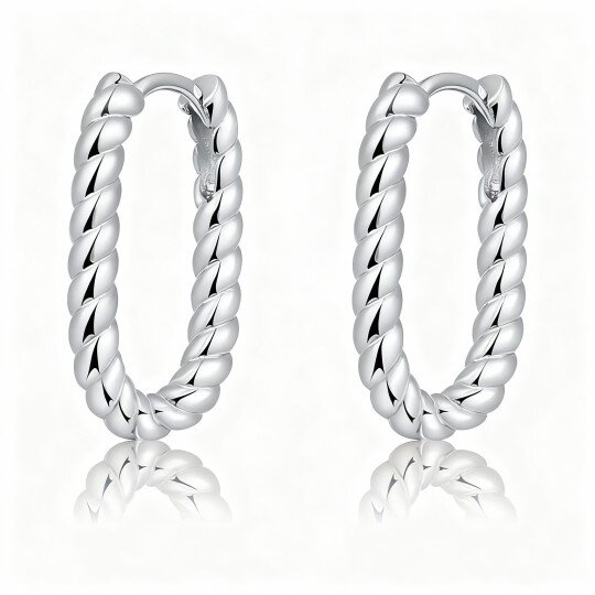 Brincos de argola redondos em ouro branco 10K