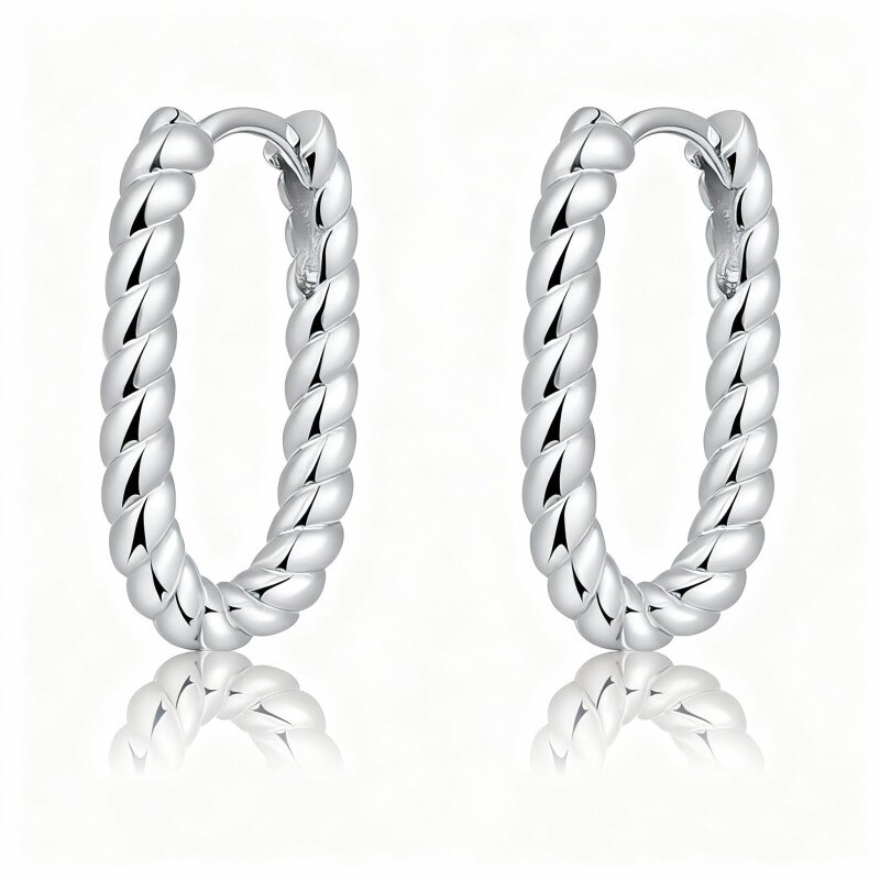 Boucles d'oreilles créoles rondes en or blanc 10 carats-1