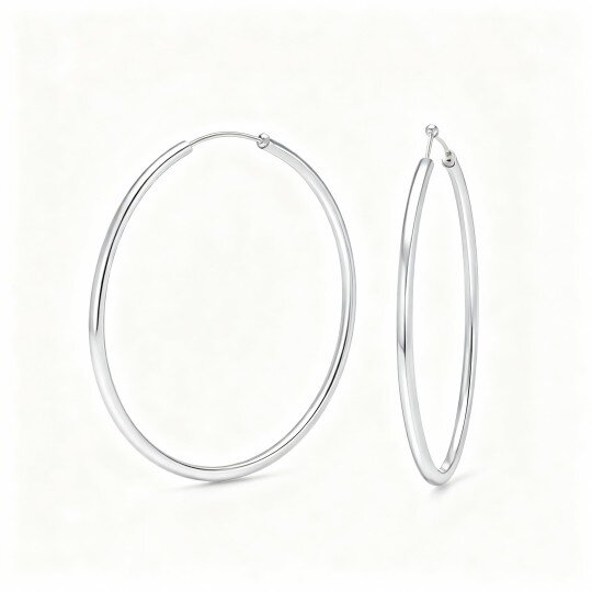 Brincos de argola redondos em ouro branco 14K