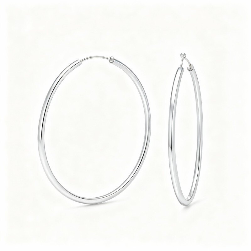 Runde Creolen aus 10-karätigem Weißgold-1