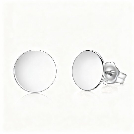 10K White Gold Round Stud Earrings