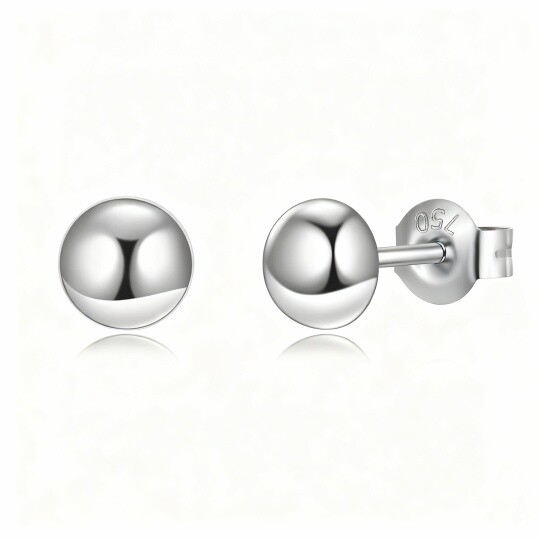 10K White Gold Round Stud Earrings