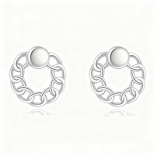 10K White Gold Round Stud Earrings
