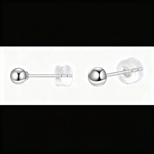 10K White Gold Round Stud Earrings