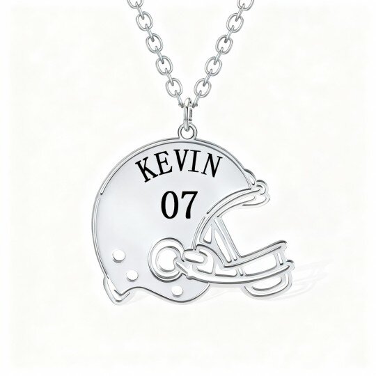 10K White Gold Rugby Cap Pendant Necklace for Men