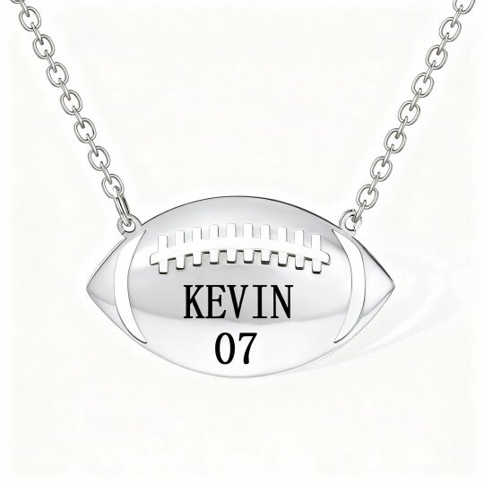 10K White Gold Rugby Pendant Necklace for Men