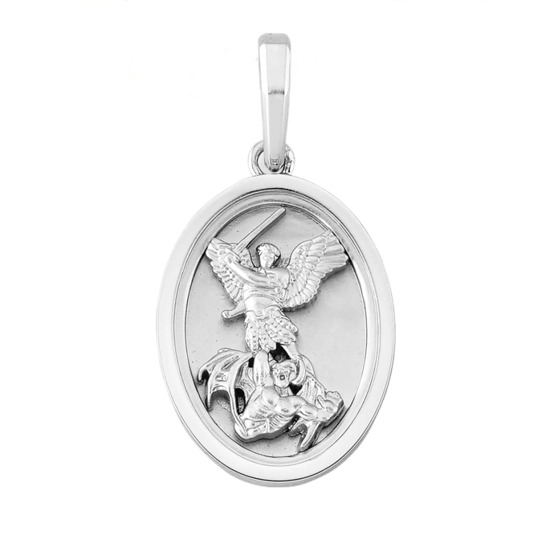 Pendentif Saint Michel en platine plaqué or blanc-1