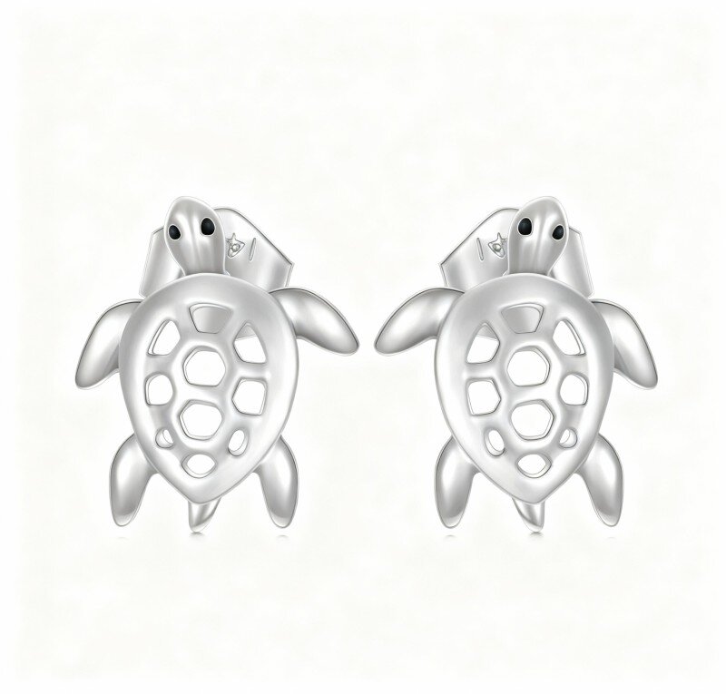 Brincos tartaruga marinha em ouro branco 10K-3